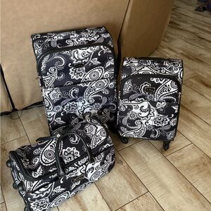Vera Bradley Paisley Travel Bag Trio - Black and White